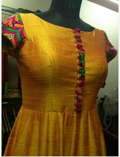 Raw Silk Kurti Designs, Raw Silk Anarkali, Silk Anarkali, Long Gown Dress