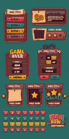 Ui Set 3 - Vector Casual Game Art, Artstyle Reference, Beer Games, Ui Design Patterns, American Cartoons, Casual Art, Coffee Games, 3d Games, Graphic Design Photoshop