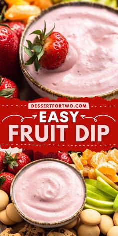 Add this Easy Fruit Dip to your favorite Spring food ideas! This homemade dip is made with only 3 simple ingredients in 5 minutes. You can dip fresh fruit, cookies, or even graham crackers. Pin this Spring appetizer! Fruit Tray With Dip Ideas, Fresh Fruit Dip Recipe, Pink Fruit Dip, Fruit Dip Recipe Easy, Homemade Fruit Dip, 3 Ingredient Fruit Dip, Best Fruit Dip, Spring Appetizer, Fruit Dip Recipe