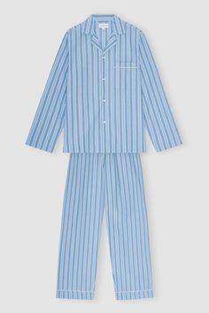 On Cloud Nine French Striped Pajama Set, curated by Shop Sommer in San Francisco. Tekla Sleepwear, Striped Pajama Set, Blue Pajamas, Striped Pajama, Pyjamas Set, Classic Pajamas, On Cloud Nine, French Stripes, Striped Pyjamas