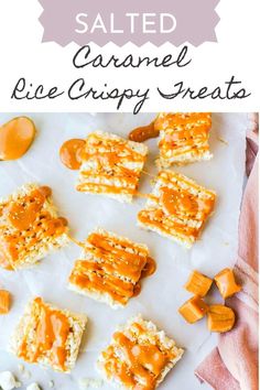 salted caramel rice crispy treats with marshmallows