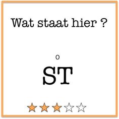 a white card with three stars and the words, wat staat her?