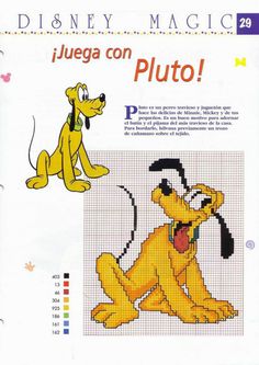 the cross stitch pattern for disney's cartoon character pluto