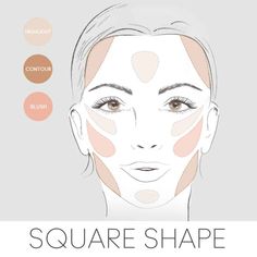 How to Contour for Your Face Shape Makeup Placement, Square Face Makeup, Oval Face Makeup, Teknik Makeup, Blush Application, Makeup Tip, Highlighter And Bronzer, How To Apply Blush