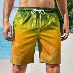 Category:WE-Pants; Season:Summer; Fabric:Polyester; Gender:Men's; Style:Boho,Hawaiian; Elasticity:Micro-elastic; Occasion:Holiday,Daily,Casual,Beach; Fit Type:Regular Fit; Function:Quick Dry; Waistline:Mid Waist; Pattern:Graphic Prints,Gradient; Design:with Mesh lining,Drawstring,Elastic Waist; Pants Type:Board Shorts,Swim Trunks,Beach Shorts,Swim Shorts,Summer Shorts; Fly Type:Drawstring,Elasticity; Front page:FF; Listing Date:03/07/2023; Production mode:External procurement; Hips:; Length:; Wa Gradient Graphic, Beach Fit, Summer Beach Shorts, Prints Design, Gradient Design, Mens Boardshorts, Graduation Outfit, Shorts Summer, Beach Pants