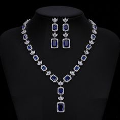 Sapphire Jewelry Set, Fancy Jewelry Necklace, Formal Jewelry, Expensive Jewelry Luxury, Diamond Necklace Set, Cz Necklace, Expensive Jewelry, Silver Jewelry Fashion, Necklace And Earring Set