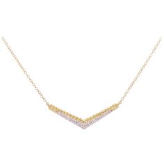 The details for this beautiful necklace are listed below:Metal Quality: 14k Yellow GoldDiamond Total Weight: .11 CaratsDiamond Clarity: S12Diamond Color: H-IPendant Width: 27 millimetersChain Length: 18 inches (extender at 16 and 14 inches) Diamond Bar Necklace, Chevron Necklace, Diamond Bar, Star Jewelry, Yellow Gold Pendants, Beautiful Necklace, Rose Gold Necklace, Brilliant Diamond, Bar Necklace