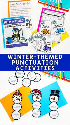 winter themed puncturation activities for kids to help them learn how to read