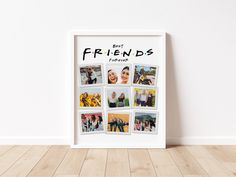 a white framed photo with the words best friends on it in front of a wall