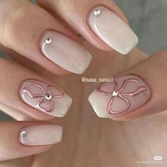 Grad Nails, Neutral Nails Acrylic, Bow Nail Art, Hello Nails, Minimal Nails, Casual Nails, Blush Nails, Pretty Gel Nails