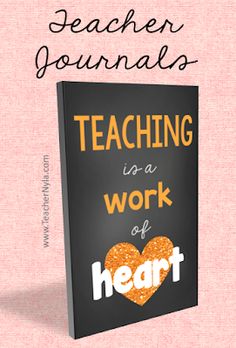 a book cover with the words teaching is a work of heart on it and an orange heart