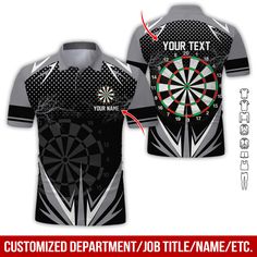 the front and back of a custom dart t - shirt, with darts in it