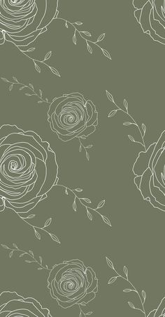 a black and white rose pattern on a green background