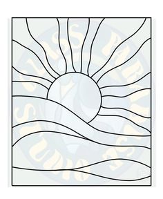 a stained glass window with the sun in it's center and water waves around it