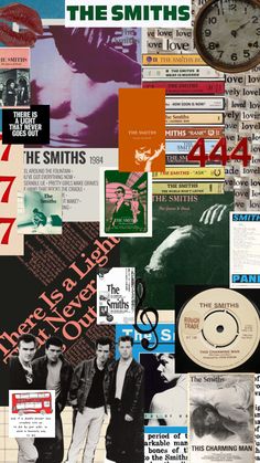 the smiths collage with various records and clocks