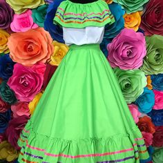 Mexican Two Piece Woman’s Jalisco Style Blouse Armpit To Armpit 22” Skirt Long 31" Less Than Perfec To Check On Photos. Fitted Multicolor Dress For Cinco De Mayo, Green Spring Fiesta Dress, Spring Fiesta Green Dress, Mexican Party, Mexican Dresses, Skirt Long, Style Blouse, Colorful Party, Long Skirt