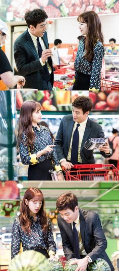 two people are shopping in a grocery store