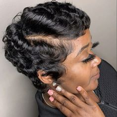 Cheap Pixie Cut Wig Short Curly Lace Front Human Hair Wigs for Black Women Brazilian Finger Wave Hair Styles2023, 2024 Loading, Finger Waves Short Hair, Black Hair Short Cuts, Finger Wave, Short Hair Waves, Short Hair Images, Natural Hair Short Cuts, Cut Life