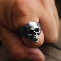 This is a non-traditional skull ring due to its unique design. An awesome example of the talent of our artisan jewelers. Buy 2 get 1 free! Handmade Unique Metal Skull Ring, Punk Skull Rings As Gift, Halloween Skull Rings Symbolic Style, Symbolic Skull Rings For Halloween, Adjustable Symbolic Skull Ring, Handmade Punk Skull Rings, Halloween Skull Print Ring As A Gift, Symbolic Stainless Steel Skull Ring As Gift, Halloween Skull Ring Gift