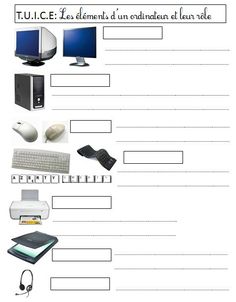 the worksheet is filled with different things to do in front of them, including computers