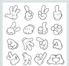 hand gestures drawn in black and white