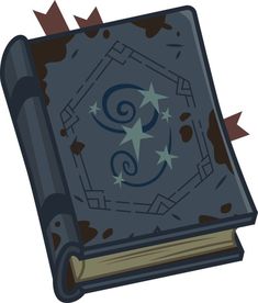 an open book with stars and swirls on it