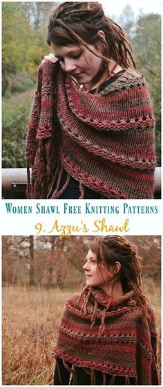 two pictures with the words women shawl free knitting patterns