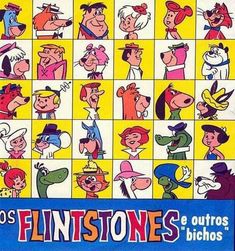 an advertisement for flintstones and other cartoon characters