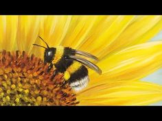 a painting of a bee on a sunflower