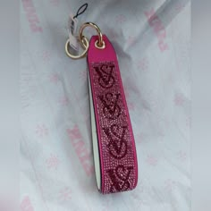 Victoria's Secret Limited Edition Wristlet Strap In Hot Pink. Victoria Secret Keychain Wristlet, Victoria Secret Keychain, Victoria Secret Lanyard, Victoria Secret Wristlet, Life Script, Pink Plaid Scarf, Red Beanie Hat, Bra Bags, Car Deco