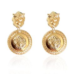 PRICES MAY VARY. Title: KaFu Statement Lion Head Earrings Big Coin Gold Circle Baroque Animal Dangle Earrings Vintage 80's Women Girls Dainty Gift. Product Type: Departments > Women > Jewelry > Earrings > Drop & Dangle Golden Coin, 80s Women, Earrings Big, Coin Earrings, Gold Circle, Gift Product, Big Earrings, Earrings Drop, Surprise Gift