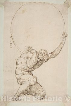 Art Print : Baldassare Tommaso Peruzzi - Crouching Figure of Atlas : Vintage Wall Art Atlas Tattoo, Istoria Artei, Master Drawing, Mythology Art, Greek Art, Anatomy Art, Drawing Tutorials, Painting Illustration, Metropolitan Museum Of Art