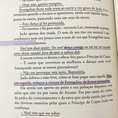 an open book with purple writing on the page and some words in spanish above it