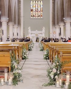 Aisle Decorations Wedding Indoor, Wedding Aisle Decorations Indoor, Church Wedding Decorations Aisle, Ceremony Decorations Church, Church Aisle Decorations, Destination Wedding Ireland, Wedding Church Aisle, Wedding Ireland, Elegant Floral Arrangements