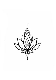 a black and white drawing of a lotus flower