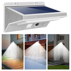 solar powered outdoor security light with motion sensor and motion activated leds on the outside