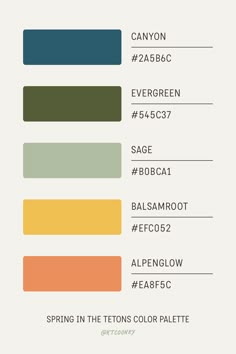 an image of the colors that are available for each type of item in this color scheme