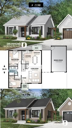 two story house plans with garage and living room