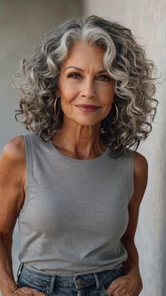 Curly Hairstyles for Women Over 50 Curly Hair Styles For Black Women, Over 50 Curly Hairstyles, Gray Curly Hair, Curly Haircuts For Women, Long Curly Layers, Mid Length Curly Hairstyles, Blonde Highlights Curly Hair, Different Haircuts, Curly Hair Cut