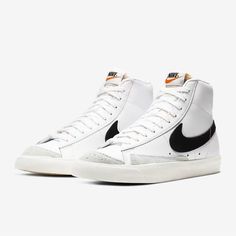 New In Box Nike Blazers Mid ‘77. Women’s Size 8.5. White And Black. Never Used. Nike Blazer Mid 77 Women, Blazer Mid 77 Vintage, Black Basketball Shoes, Dr Shoes, Nike Blazer Mid 77, Nike Blazer Mid, Black Leather Sneakers, Nike Blazers Mid, Cute Nike Shoes