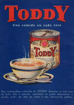 an old advertisement for today soup with a cup and saucer on the side, in spanish