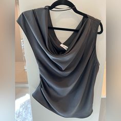 Do+Be Black Sexy Silky Like Draped Top. Can Be Worn Off The Shoulder. Size M Pretty Fits, Leather T Shirt, One Shoulder Shirt, Checkered Blouse, Black Clothes, School Tops, Draped Top, Inspo Board, Buy Buy