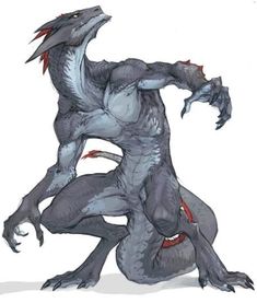 a drawing of a monster with red eyes and claws on it's back legs