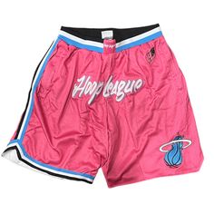 Hoop League Stitched MIA Game Ready Shorts Pink/Wht/Blk Pink Basketball Shorts, Pink Sporty Breathable Bottoms, Sporty Pink Breathable Bottoms, Sporty Breathable Pink Bottoms, Pink Letter Print Activewear For Sports, Pink Cotton Sports Bottoms, Pink Athleisure Bottoms For Streetwear, Pink Athletic Shorts With Elastic Waistband For Sports, Sporty Pink Moisture-wicking Athletic Shorts