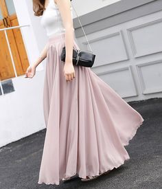 Stylish A line chiffon skirt women's skirt Fabric: chiffon Color: wine red, pink, apricot, purple, yellow, black Size(cm): 95cm, 85cm length 95cm waist 60-130cm Length 85cm waist 60-130cm Skirt Outfits Pink, Ankle Length Skirt Outfit, Skirt Fabric, Chiffon Skirt, Skirt Outfits, Wine Red, Yellow Black, Feminine Style, Ankle Length