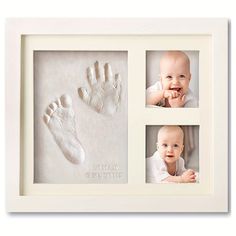 a baby's hand and foot print in a white frame with the words ebay on