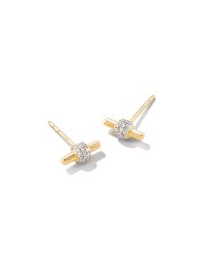 Heads are sure to turn whenever you wear the Stella 14k Yellow Gold Stud Earrings in White Diamond. Crafted with 360 degrees of radiant white barrel diamonds, this delicate pair marries modern design with forever materials to bring an elegant-yet-edgy look to your ear stack.

We have taken steps to ensure that, when applicable, our diamonds are conflict free by requiring our suppliers to comply with the Kimberley Process. Yellow Gold Stud Earrings, Ear Stack, Gold Stud Earrings, Gold Band Ring, Yellow Gold Pendants, Gold Stud, Gold Pendant Necklace, White Sapphire, Gold Studs