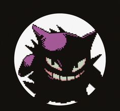 an image of a black cat with purple eyes and fangs on it's face