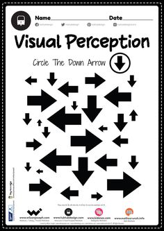 a poster with arrows on it that says visual perception circle the down arrow