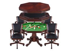 Hathaway Kingston 48" Poker Table Combo Set with 4 Arm Chairs - walnut finish Poker Table And Chairs, Poker Table Top, Bumper Pool Table, Game Table And Chairs, Bumper Pool, Hardwood Table, Walnut Furniture, Walnut Table, Furniture Finishes